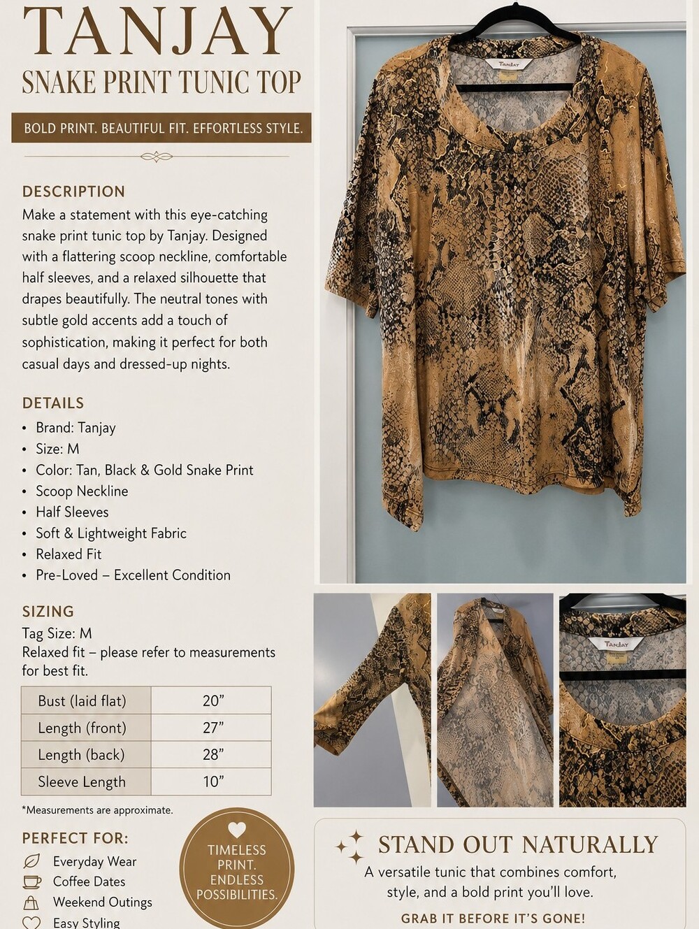 Kathmandu Black & Beige Tie-Dye Tunic Top
